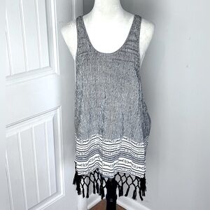 VICTORIAS SECRET LONG FRINGED TANK RACERBACK SZ S/P COTTON AZTEC COWGIRL BOHO
